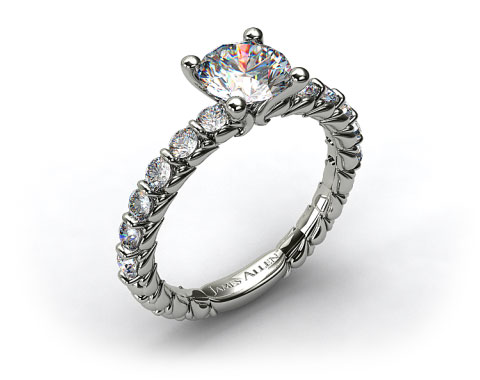 18k White Gold Single Bar Set Engagement Ring
